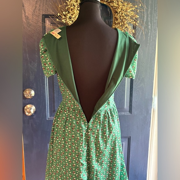 Alice Moon Green Puff Sleeve A-Line Mini Dress Owl Print size Small. - Picture 6 of 12